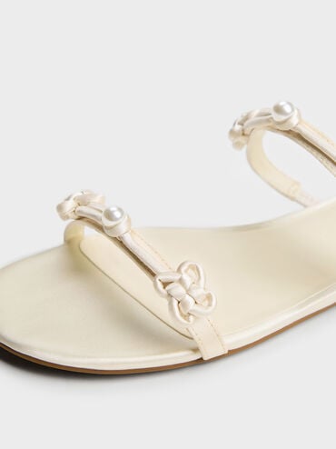 Orinda Knot-Pearl Slide Sandals, Butter, hi-res