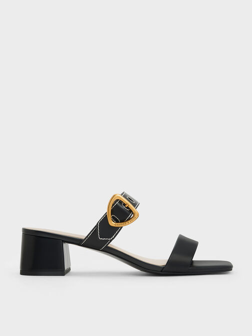 Sepphe Metallic Buckle Heeled Mules, , hi-res