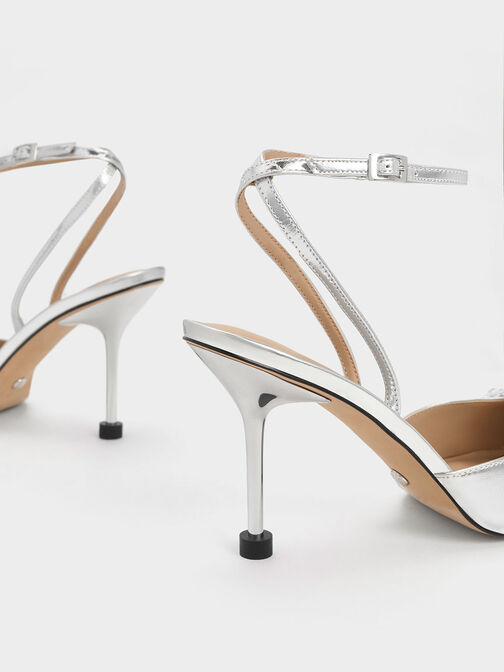 Beaded Leather Ankle-Strap Pumps, , hi-res