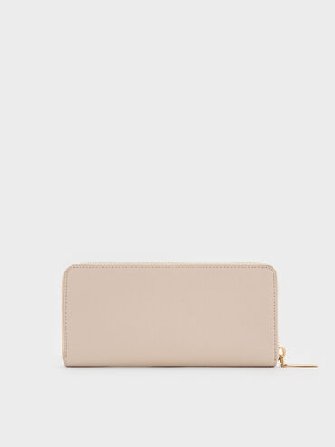 กระเป๋าสตางค์ใบยาวดีไซน์ที่ปิดแบบซิปรอบรุ่น Dulcie, สีโอ๊ต, hi-res