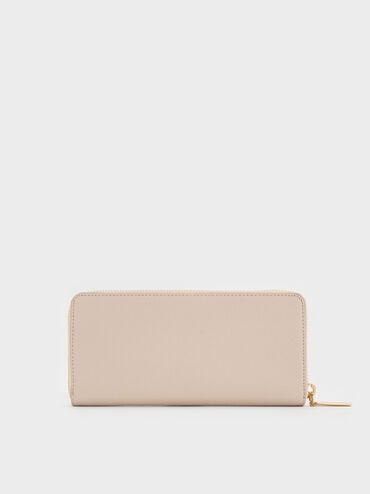 กระเป๋าสตางค์ใบยาวดีไซน์ที่ปิดแบบซิปรอบรุ่น Dulcie, สีโอ๊ต, hi-res