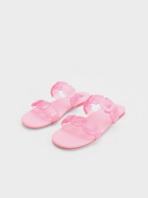Gem-Strap Slide Sandals, สีชมพูอ่อน, hi-res