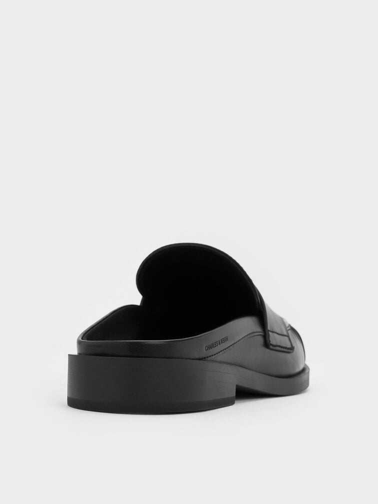 รองเท้าเปิดส้นทรงโลฟเฟอร์ดีไซน์เพนนีรุ่น Dylan, สีดำ, hi-res