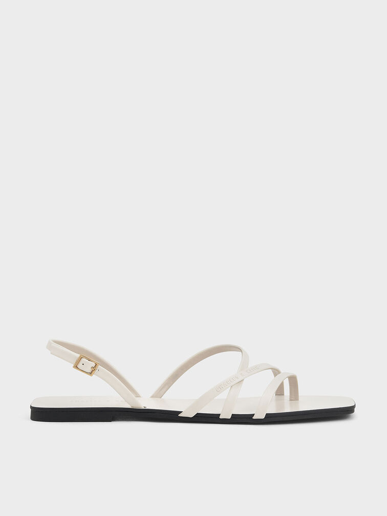 Strappy Square-Toe Slingback Sandals, , hi-res