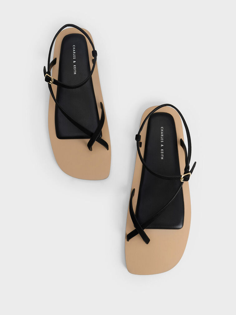Textured Asymmetric Toe Ring Sandals, , hi-res