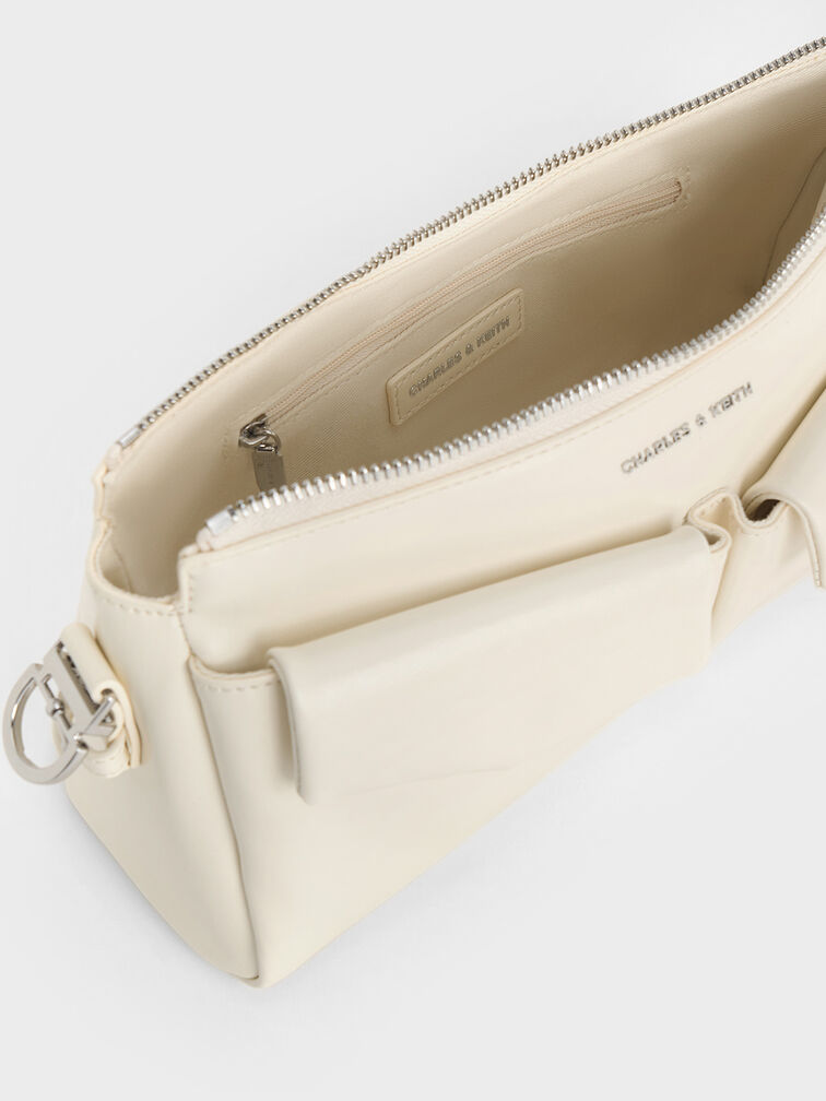 Rachel Elongated Front-Pocket Chain-Handle Bag, Cream, hi-res