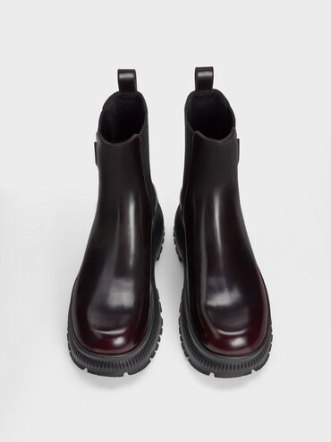 Darra Ridged-Sole Ankle Boots, Burgundy, hi-res