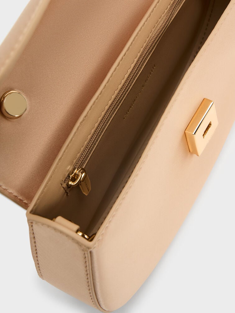 Eilian Satin Braided Top Handle Bag, Champagne, hi-res