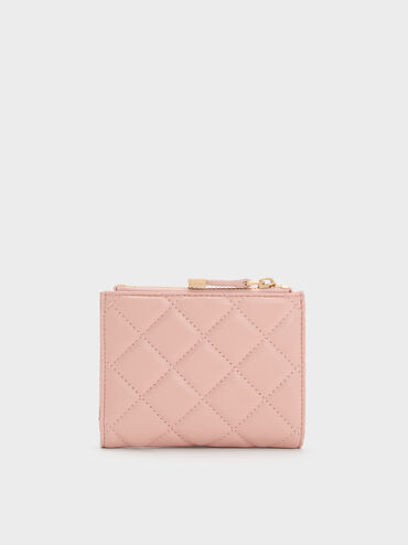 Alva Quilted Top-Zip Small Wallet, Pink, hi-res