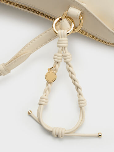 Haylen Braided-Charm Shoulder Bag, Cream, hi-res