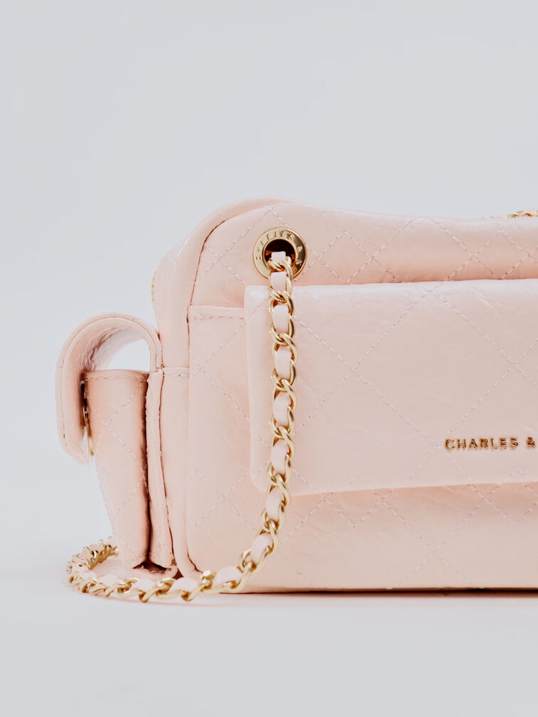 Duo Quilted Crossbody Bag, Soft Pink, hi-res