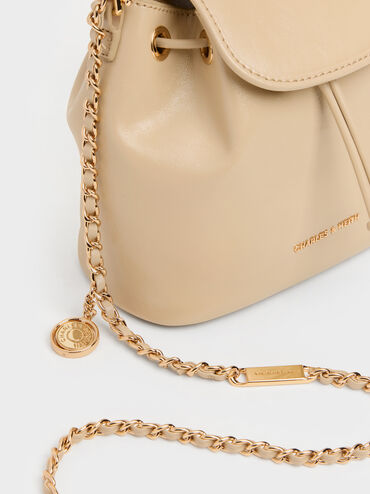 Dalia Bow Top Handle Bag, Sand Beige, hi-res