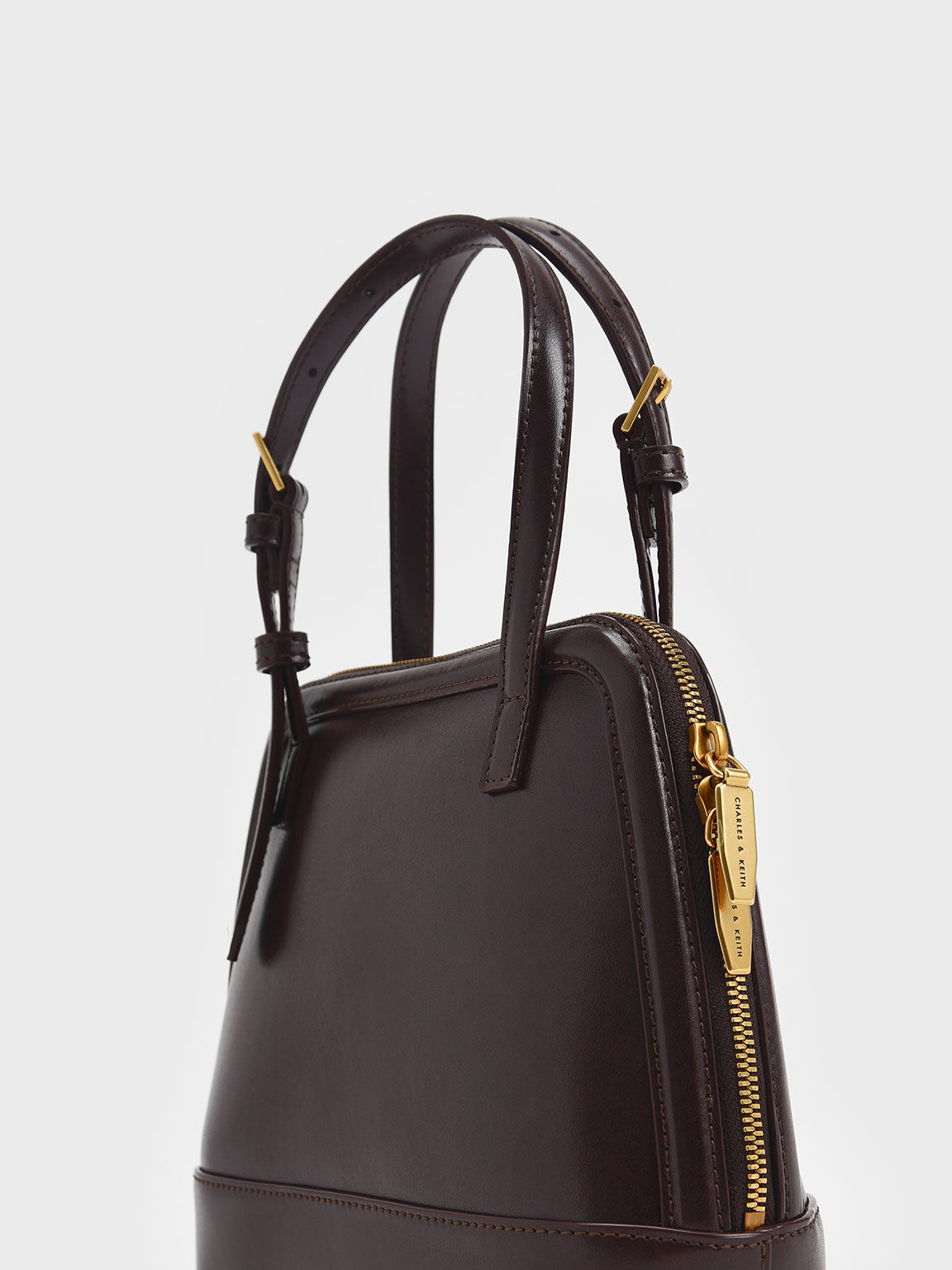 Enola Double Handle Structured Bag, Dark Oak, hi-res