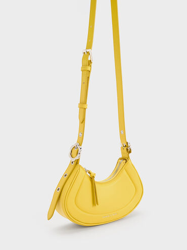 Petra Curved Shoulder Bag, สีเหลือง, hi-res