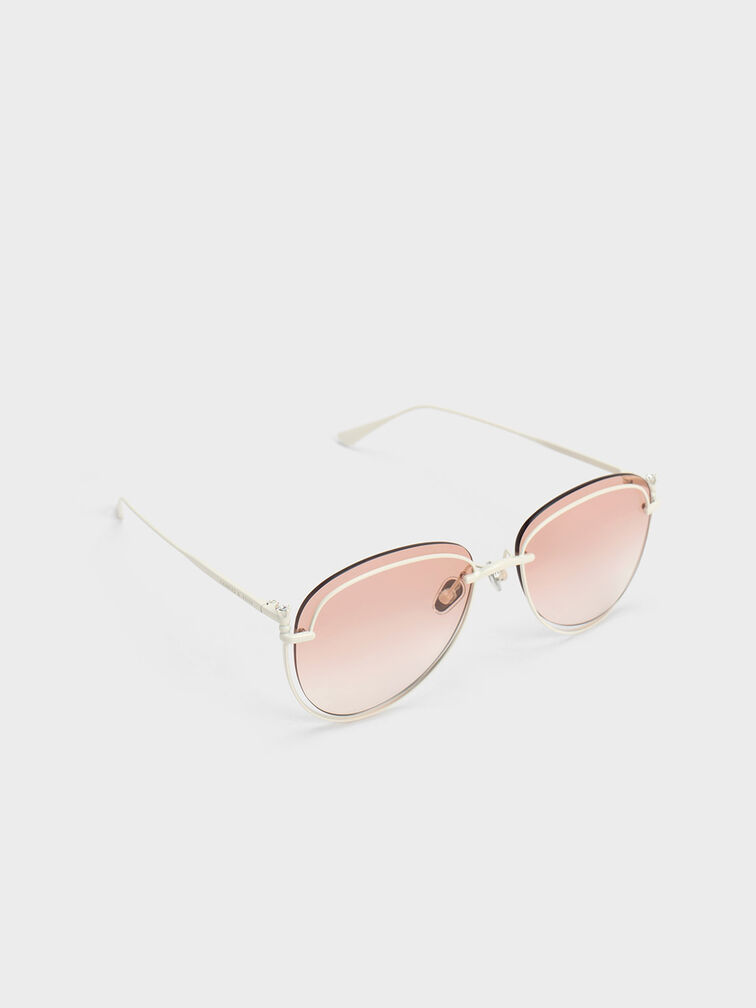 Oversized Wireframe Aviator Sunglasses, , hi-res