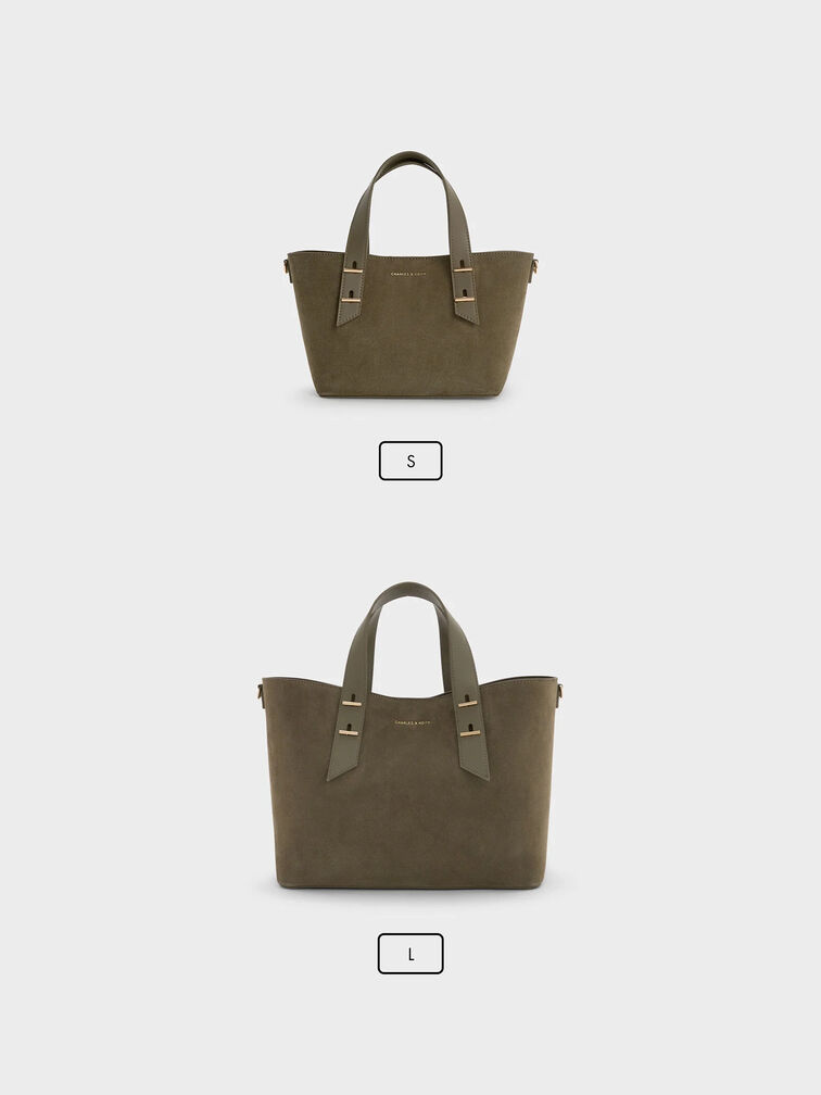 กระเป๋าโท้ทมินิวัสดุหนังกลับรีไซเคิลพร้อมหูจับแบบคู่รุ่น Shania, สีดีพโอลีฟ, hi-res