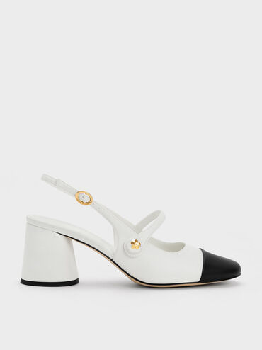 Pearl Embellished Slingback Pumps, , hi-res