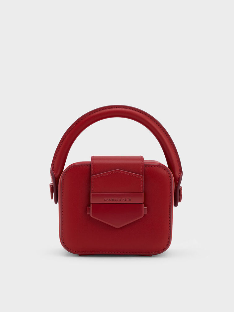 กระเป๋าถือทรงกล่องใบเล็กรุ่น Vertigo, สีแดง, hi-res