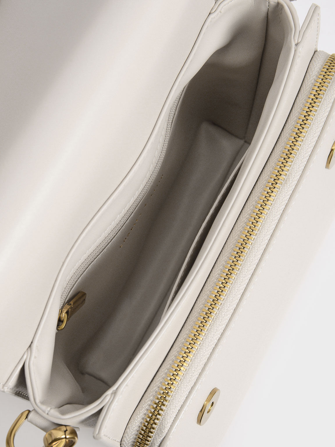 Ivory Front Flap Top Handle Crossbody Bag CHARLES KEITH TH