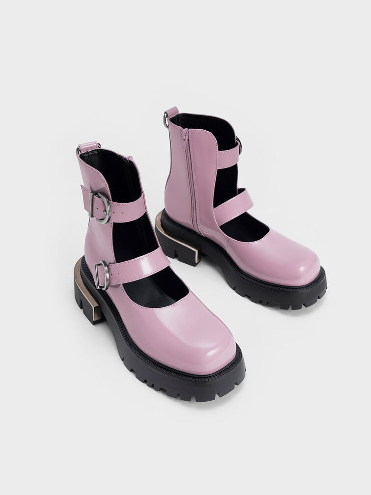 Selma Patent Buckled Chunky Boots, , hi-res