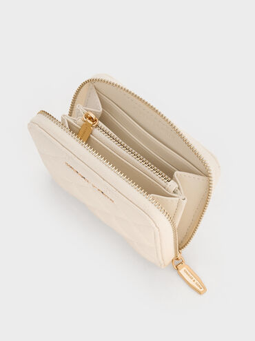 Alva Quilted Zip-Around Wallet, Cream, hi-res