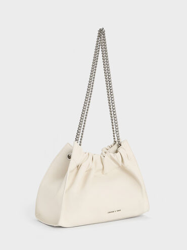Cyrus Slouchy Chain-Handle Bag, สีครีม, hi-res