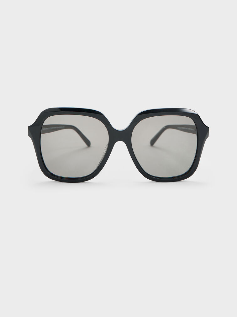 Izara Recycled Acetate Butterfly Sunglasses, Black, hi-res