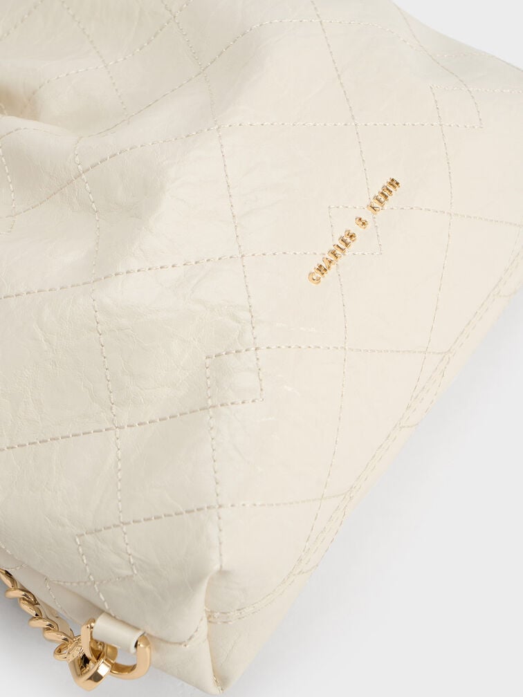 กระเป๋าเป้สองฟังก์ชันดีไซน์สายโซ่รุ่น Duo, สีครีม, hi-res