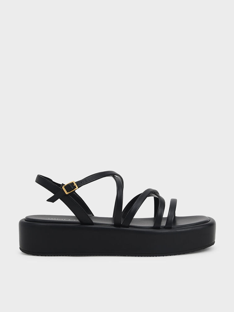 Strappy Padded Flatforms, , hi-res
