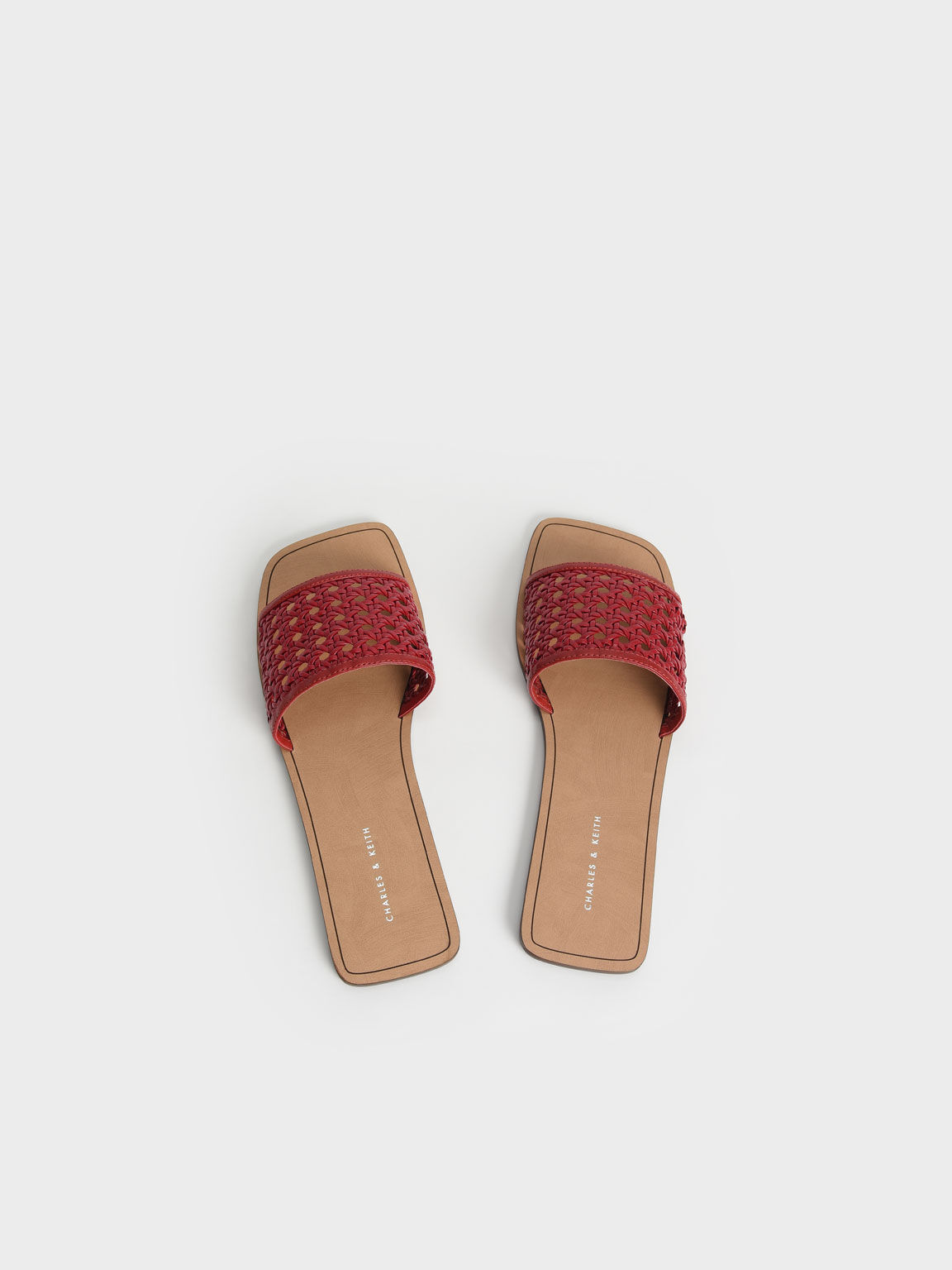 Woven Slide Sandals, Red, hi-res