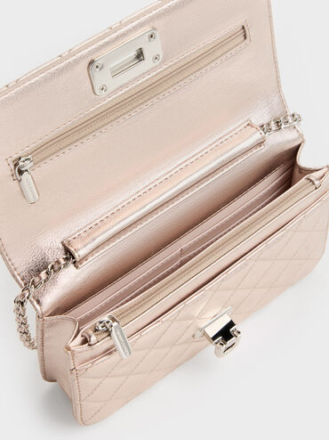 กระเป๋าคลัตช์ฟินิชเมทัลลิครุ่น Cressida, สีโรสโกลด์, hi-res