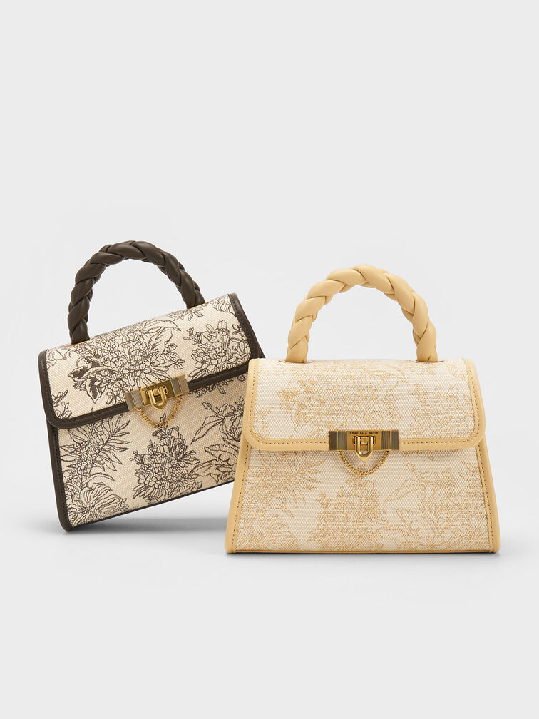 Floral Illustrated Trapeze Bag, , hi-res