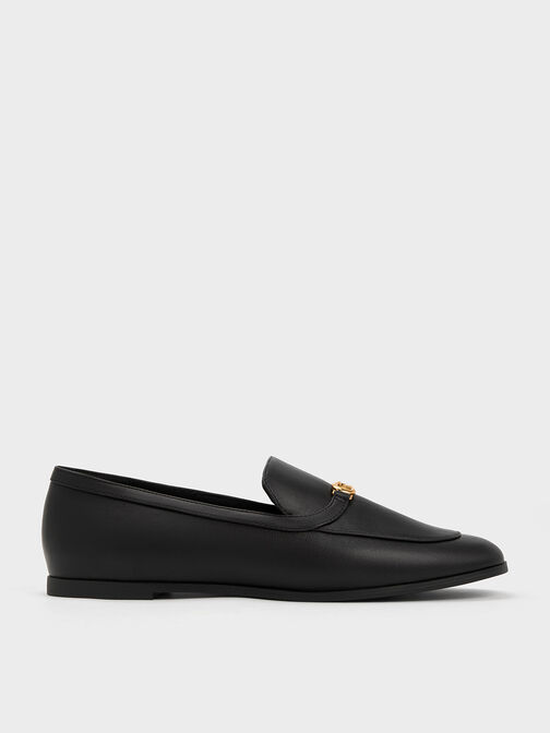 Metallic Accent Round-Toe Loafers, , hi-res