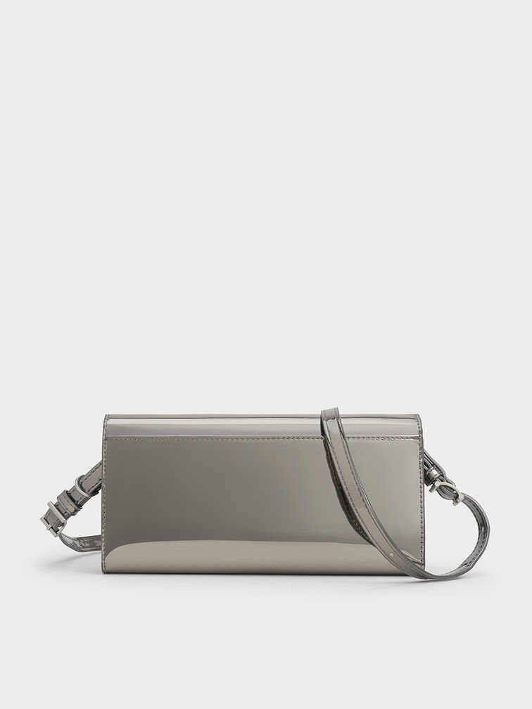 Sloane Metallic Long Wallet, Pewter, hi-res