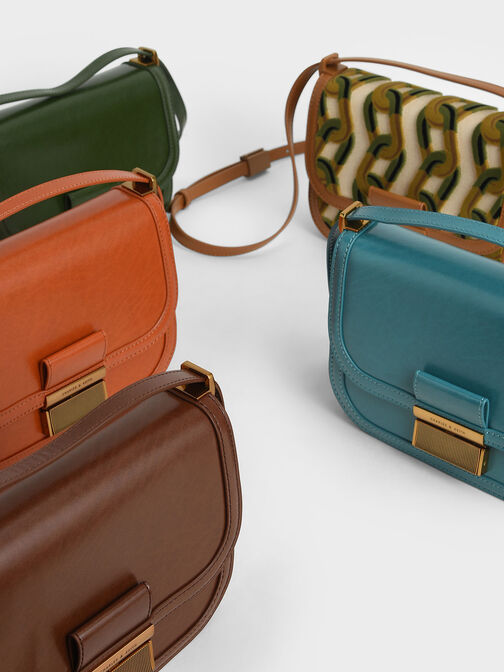 Metallic Push-Lock Crossbody Bag, , hi-res