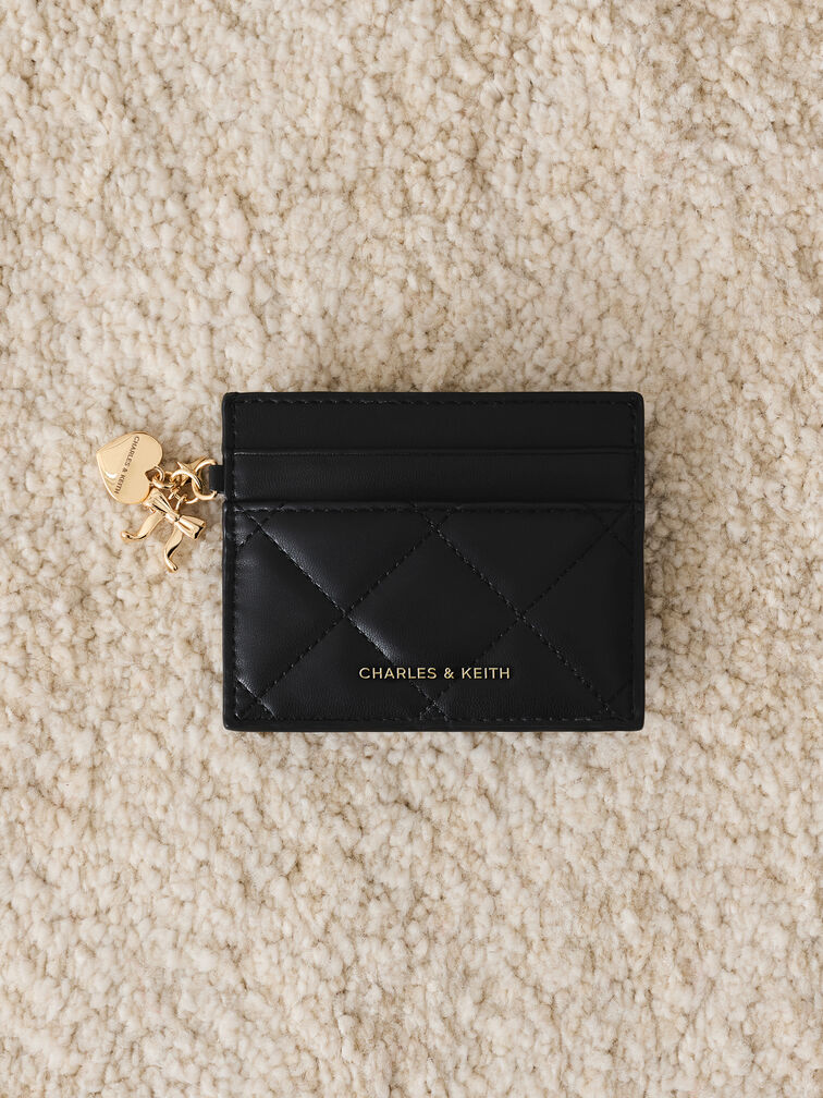 Arrietty Quilted Card Holder, Black, hi-res