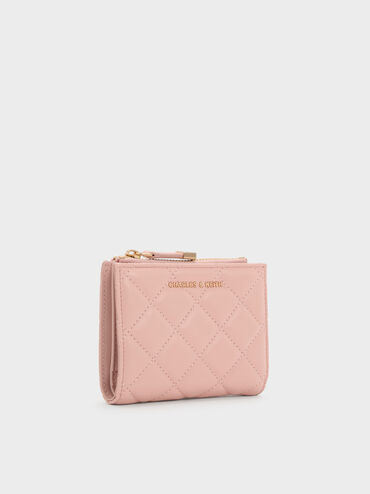 Alva Quilted Top-Zip Small Wallet, Pink, hi-res