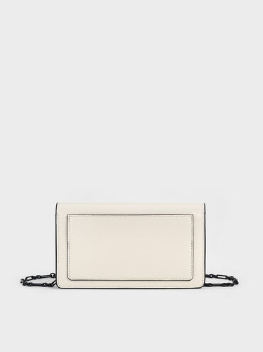 Samantha Envelope Chain-Embellished Crossbody Bag, Cream, hi-res