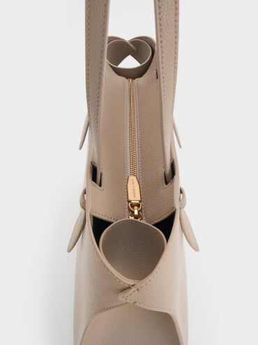 Allyn Elongated-Handle Tote Bag, Taupe, hi-res