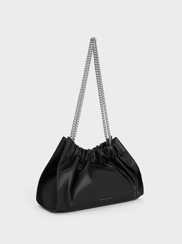 Cyrus Slouchy Chain-Handle Bag, สีดำอะไหล่สีเงิน, hi-res