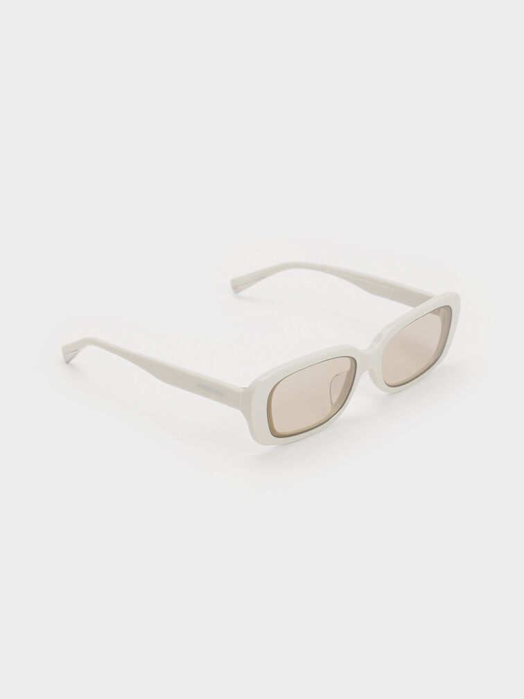Aubrey Rectangular Recycled Acetate Sunglasses, Chalk, hi-res