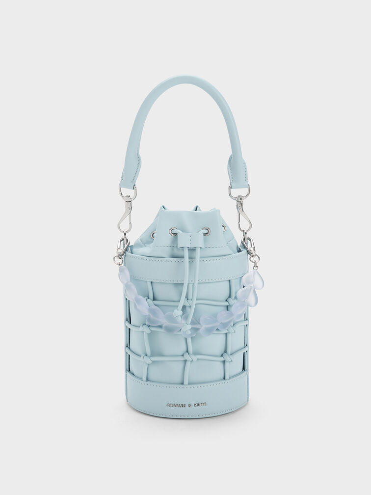 Heart Motif Caged Bucket Bag, , hi-res