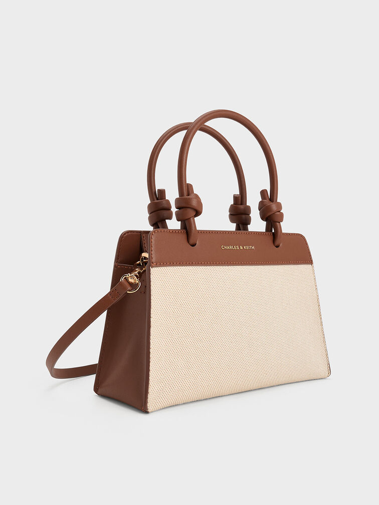 Sabine Canvas Knotted-Handle Tote Bag, Chocolate, hi-res