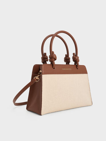 Sabine Canvas Knotted-Handle Tote Bag, Chocolate, hi-res