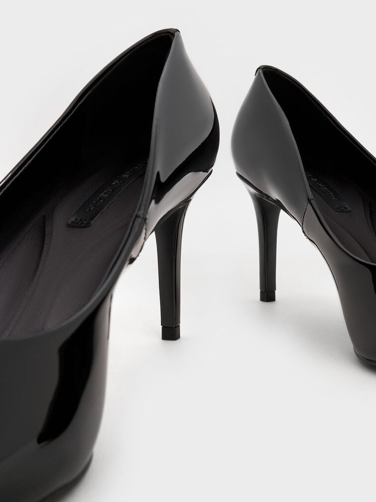 Patent Pointed Toe Stiletto Pumps, Black Patent, hi-res