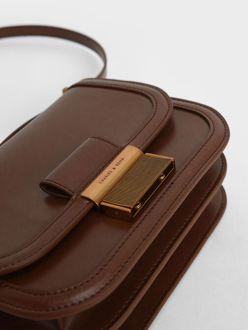 Metallic Push-Lock Crossbody Bag, , hi-res