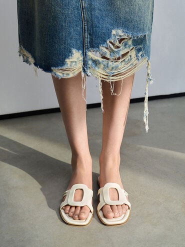 Easley Cut-Out Slide Sandals, Chalk, hi-res