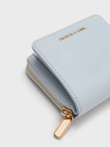 กระเป๋าสตางค์ใบเล็กดีไซน์ที่ปิดแบบซิปรอบรุ่น Finley, สีซีซอลต์บลู, hi-res
