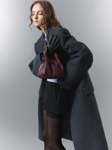 Ally Ruched Slouchy Chain-Handle Bag, Wineberry Red, hi-res