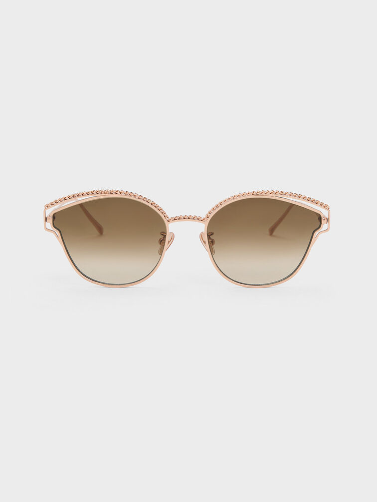 Braided Wire-Frame Cateye Sunglasses, , hi-res